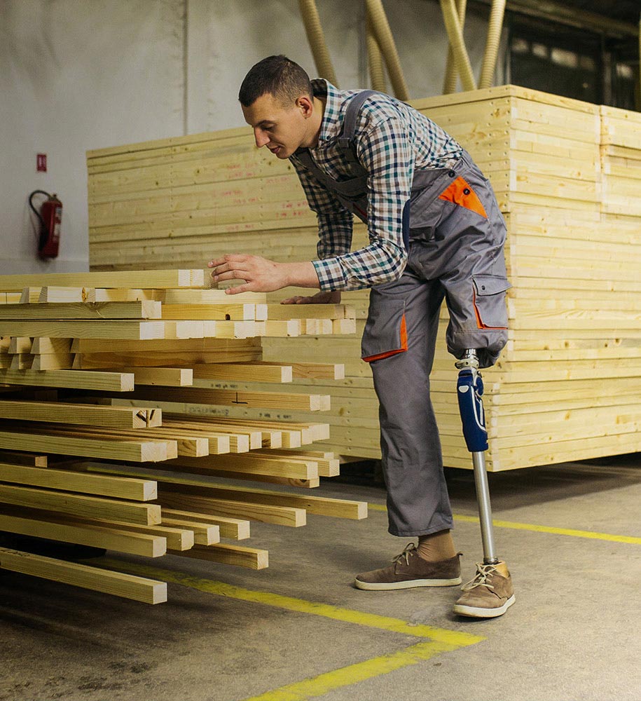 Man working measuring lumber